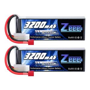lot 6144 image: Zeee 3S Lipo Battery 3200mAh 11.1V 50C Soft Case T Connector 2 Pack