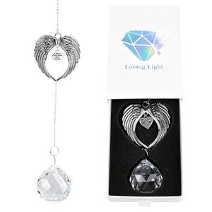 lot 6149 image: QEMORVALIX Angel Wings Glass Suncatcher for Window Memorial Remembrance