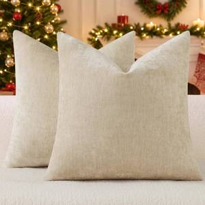 lot 6154 image: decorUhome Christmas Beige Throw Pillow Covers 16x16 Set of 2