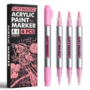 lot 6179 image: ARTWARD Acrylic Paint Markers 4 Pack Pink Dual Tip