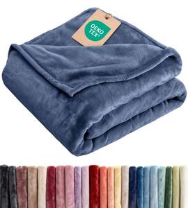 lot 7881 image: CGK Unlimited Flannel Fleece Blanket Throw XL Washed Blue