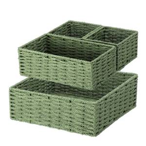 lot 7886 image: Acellegic Sage Green Wicker Storage Baskets Set of 4 Rectangle 11105 in