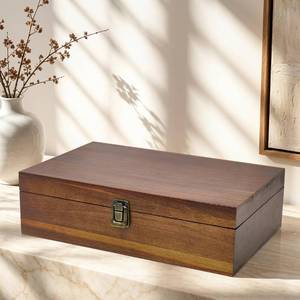 lot 7906 image: KYNUG Wooden Keepsake Box with Hinged Lid 13.78 Inch Storage Organizer