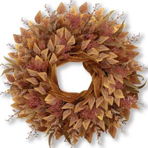 lot 7908 image: Dushle Fall Eucalyptus Wreath 26 Inch Orange
