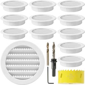 lot 7913 image: Calvana 3 Inch Round Soffit Vent Covers 12 Pack with Hole Saw Kit