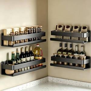 lot 7914 image: SageSpace Adhesive Wall Mounted Spice Rack Organizer 15.75 Inch Dark Gray