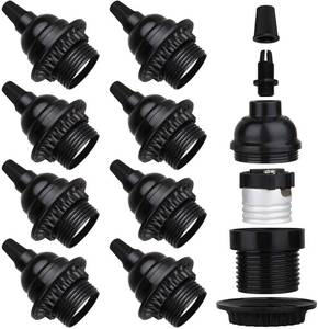 lot 8355 image: Zevnico 8 Pack E26 E27 Black Keyless Threaded Lamp Socket