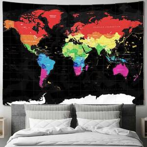 lot 8362 image: Drgilau World Map Wall Tapestry Educational 60x40 Inch
