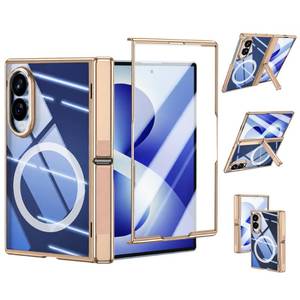 lot 8366 image: Ougsuico Clear Case for Samsung Galaxy Z Fold 8 with Kickstand Gold