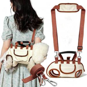 lot 8377 image: YAODHAOD Hands Free Dog Backpack Carrier Small Pets Brown Size M