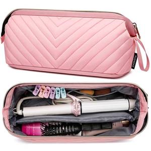 lot 8378 image: Kuosdaz Hair Tool Travel Bag 13.8 x 6 x 6 In for Shark FlexStyle Dyson Pink
