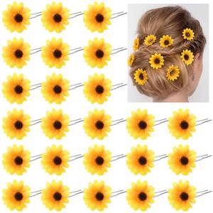 lot 8384 image: BBTO 24 Pcs Sunflower Hair Clips Hair Pins 1.57 in Flower Head