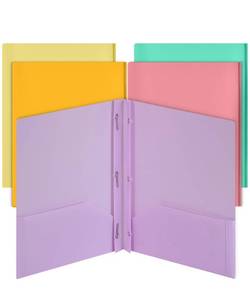 lot 8394 image: Mr. Pen Plastic Folders with Pockets and Prongs, Letter Size, 5 Pack