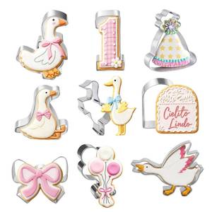 lot 8397 image: Goose Cookie Cutter Set 9 Pcs Birthday Cookie Cutters
