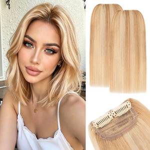 lot 8400 image: S-noilite Clip In Hair Extensions Real Human Hair 2 Pcs 6 Inch Ash Blonde