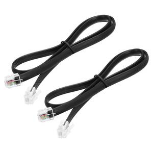 lot 8407 image: MECCANIXITY Telephone Cord 1.6 Ft RJ12 6P6C Male to Male Black 2 Pack