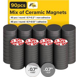 lot 8413 image: X-bet MAGNET Ceramic Round Adhesive Magnets, 2 Sizes Mix, 90 Pcs