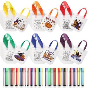 lot 9500 image: Vincreem 54 Pcs Halloween Theme Coloring Goodie Bags for Kids, 60 Markers