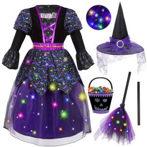 lot 9511 image: VGOFUN Witch Costume for Girls, Light up Halloween Costumes for Kids