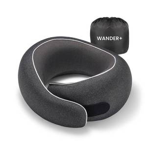 lot 9521 image: Wander�Travel Neck Pillow, Pure Memory Foam Neck Pillow for Airplanes, Comfortable Breathable Cover, 360 Degree Support Ergonomic Design Best for Sleeping Plane Train Travel Essentials Max Black