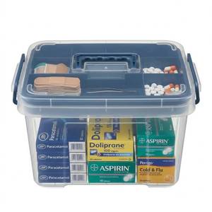 lot 9524 image: Pulseplay Clear Medicine Storage Box with Handle Blue