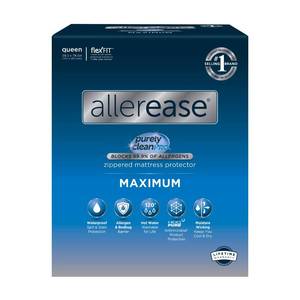 lot 9543 image: AllerEase Maximum Waterproof Allergy Zippered Mattress Protector, Queen