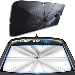 lot 9548 image: Custom-Fit for Cadillac Windshield Sun Shade Umbrella, Car Sunshade Cover UV Block Car Front Window with 360°Rotation Bendable Handle (for Cadillac Lyriq)