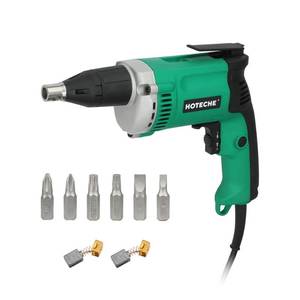 lot 9556 image: Hoteche 5-Amp Dry Wall Screw Driver, Electric Screwdriver with Variable Speed 0-4500 RPM, 14 Chuck, Forward & Reverse Switch with 6pcs Cr-V Bits