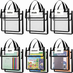 lot 9575 image: Teling 12 Pack 10 x 12 Inch Clear Book Pouches, Clear Black