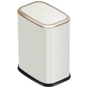 lot 9591 image: JINYCOME 2 Gallon Small Office Bathroom Trash Can with Swing Lid,Living Room Bedroom Garbage can Wastebasket bin,Inner Bucket,Metal Decor Trash Can (Cream White)