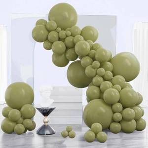 lot 10307 image: PartyWoo Sage Green Balloons 140pcs Olive Boho Green Color Different Sizes
