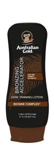 lot 10310 image: Australian Gold Dark Tanning Accelerator Lotion With Bronzer, 8 Ounce, New Package Same Formula, B003GX5SSC