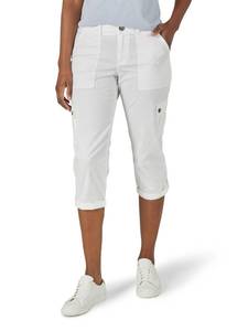 lot 10317 image: Lee Womens Ultra Lux Comfort with Flex-to-Go Cargo Capri Pant White 16