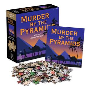 lot 10328 image: Murder Mystery Party  Classic Mystery Jigsaw Puzzle  Murder by the Pyramids  1 000 Piece Jigsaw Puzzle  as is possibly missing pieces.