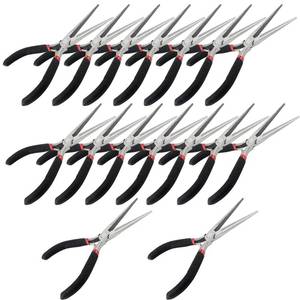 lot 10329 image: 16 PCS 6 Inch Long Needle Nose Pliers Set, 15cm Red Black Handle Tapered Needle Nose Plier Kit for Handmade Craft, Jewelry Making, Tiny Project, Wire Wrapping