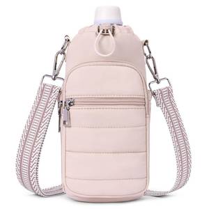 lot 10335 image: Lexiyat Water Bottle Bag 40 oz Crossbody Water Bottle Holder for Walking Hiking Insulated Compartment Carrier Purse with Adjustable Strap Pink