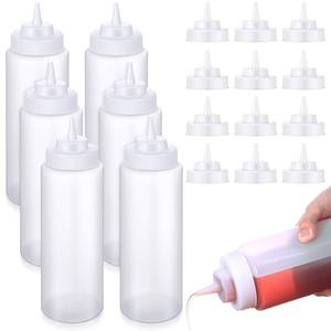 lot 11279 image: Singhoow Condiment Squeeze Bottle Set 32 oz 24 Pcs Clear