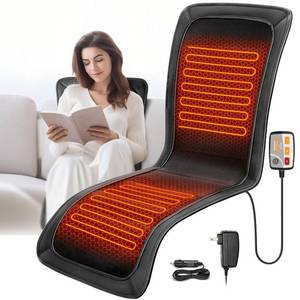 lot 11288 image: CARSHION Heated Seat Cover 43.31 Inch PU Leather Seat Cushion