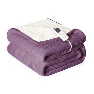 lot 11289 image: Cozorbt Electric Blanket Full Size 72x84 Reversible Flannel Sherpa Purple