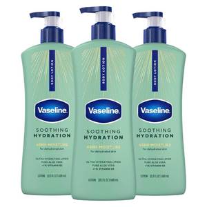 lot 11290 image: Vaseline Soothing Hydration Body Lotion with Aloe Vera, 20.3 Oz, 3 Count