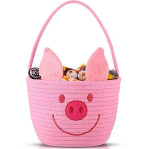 lot 11292 image: Teenyyou Halloween Boo Basket Pink Pig Woven Cotton 1 Pack