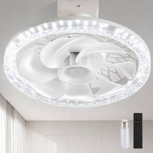 lot 11297 image: TemEase Light Socket Ceiling Fan 12 Inch with Light and Remote Control