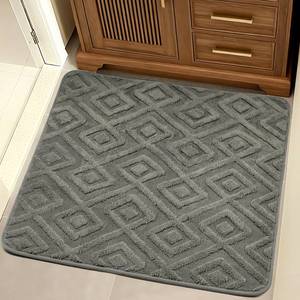 lot 11306 image: Sunlit Square Bathroom Rug 32x32 Jacquard Diamond Pewter Green