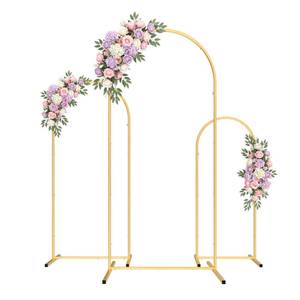 lot 11308 image: Pureegg Wedding Arch Backdrop Stand Set of 3 (6FT, 5FT, 4FT) Gold