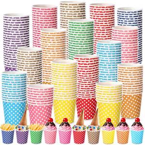 lot 11324 image: Zeyune Disposable Paper Ice Cream Cups 5 Oz 500 Pcs Dessert Bowls