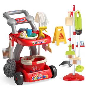 lot 11340 image: Siwuoke Kids Cleaning Toy Set with Cleaning Cart, Vacuum & Broom Tools, Ages 3