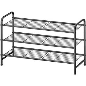 lot 11350 image: Kitsure Stainless Steel Shoe Rack Organizer 3 Tier 25.6 Inch Black
