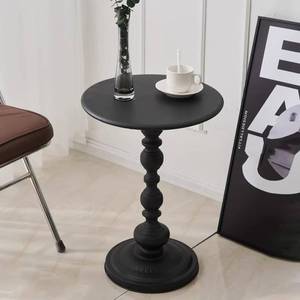 lot 11352 image: Vorriop Pedestal Metal Round Side Table, Accent Table 20.47 in H x 13.77 in W