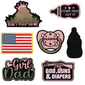lot 12085 image: Maiteenly Girl Daddy Embroidered Tactical Patches 6 Pcs Hook and Loop Pink