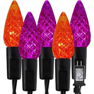 lot 12105 image: WATERGLIDE Halloween C6 String Lights 33ft 100 LED Black Wire Orange & Purple